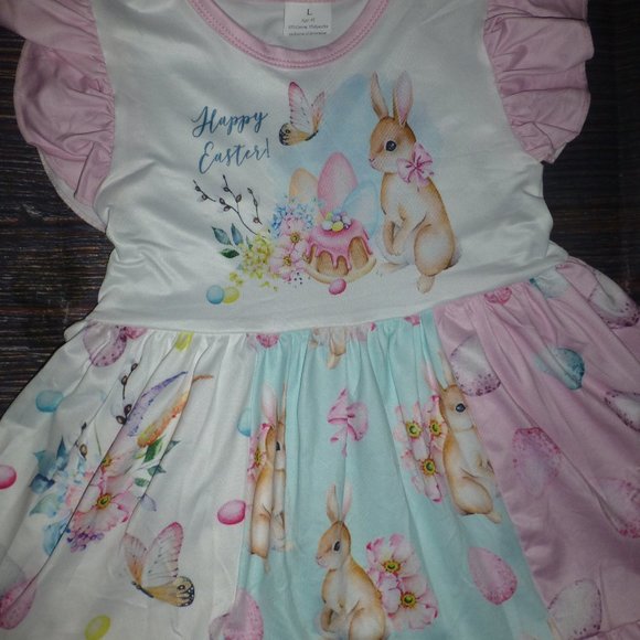 Boutique Easter Bunny Rabbit Tunic Dress & Leggings Girls Outfit Set - Picture 2 of 4